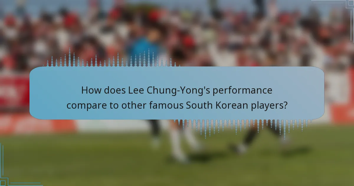 How does Lee Chung-Yong's performance compare to other famous South Korean players?